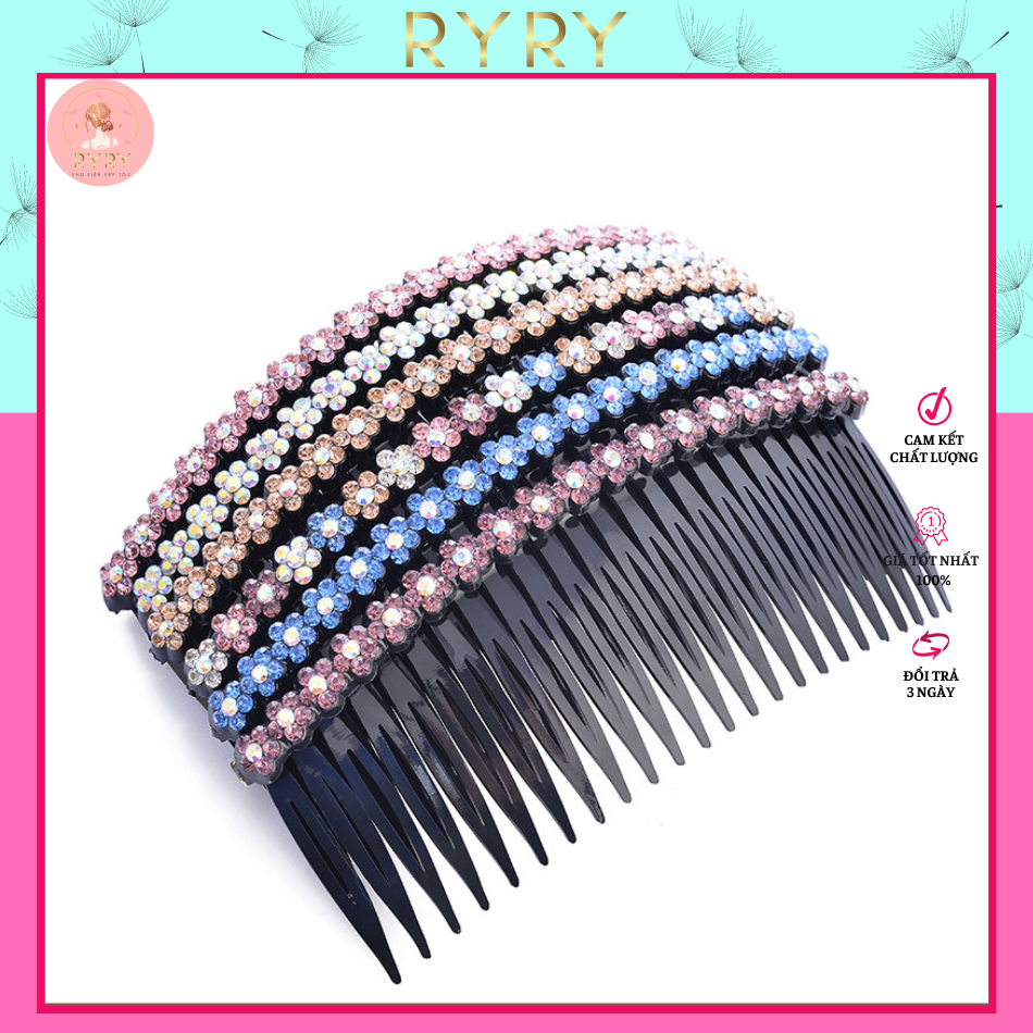 Cài Tóc Mái Nơ Đính Đá 12cm Xinh Xắn Cho Nữ