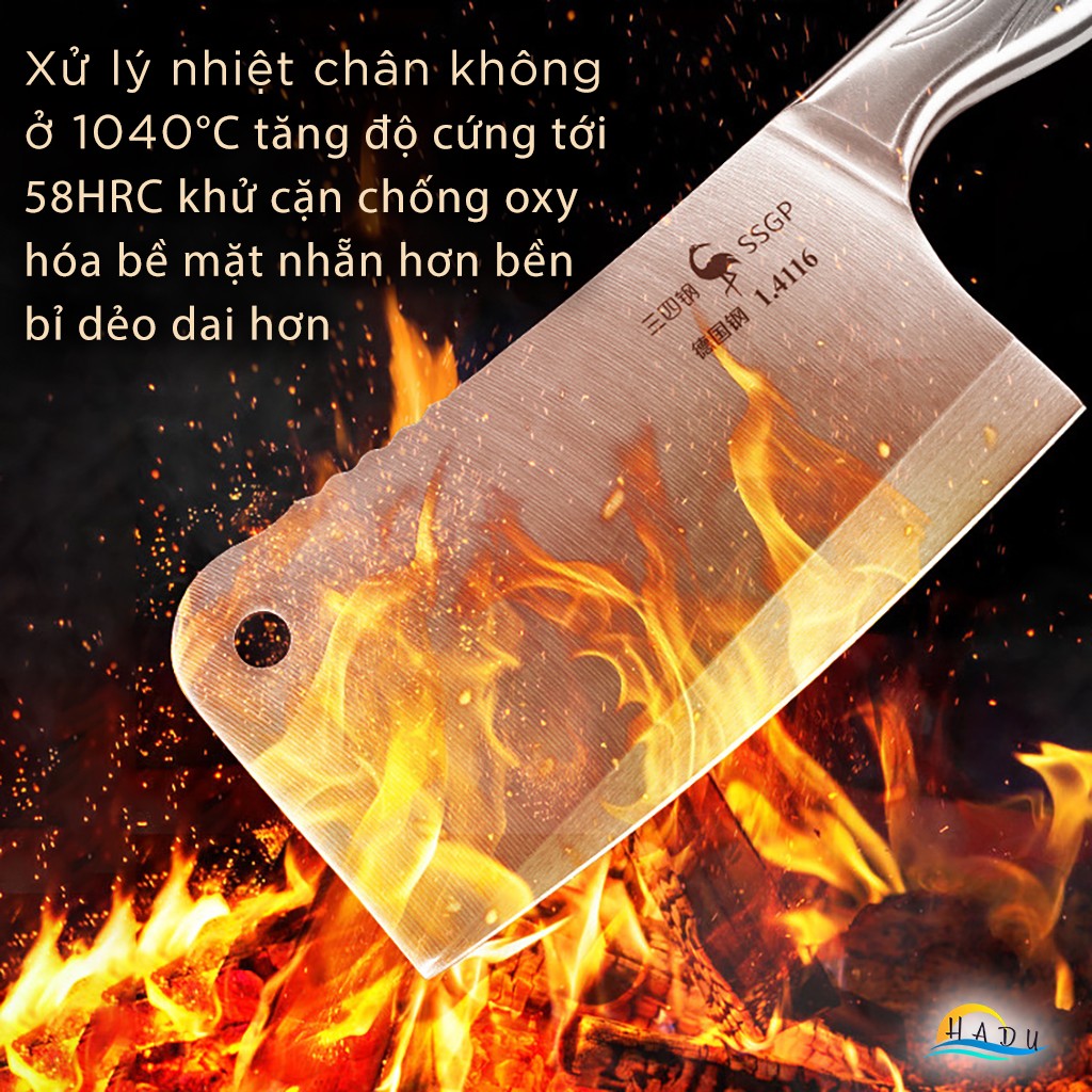 Dao Chặt Xương Thịt Gà Cao Cấp Kiểu Nhật Bản - Thép Không Gỉ Inox 304 Đạt Chuẩn Chất Lượng Đức - SSGP Chính Hãng