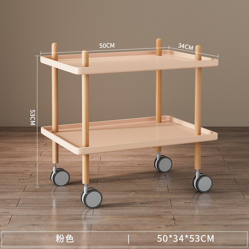 Lzd xe đẩy gỗ rắn có thể di chuyển sofa cạnh giường bàn uống trà bàn vuông nhỏ bàn đơn giản