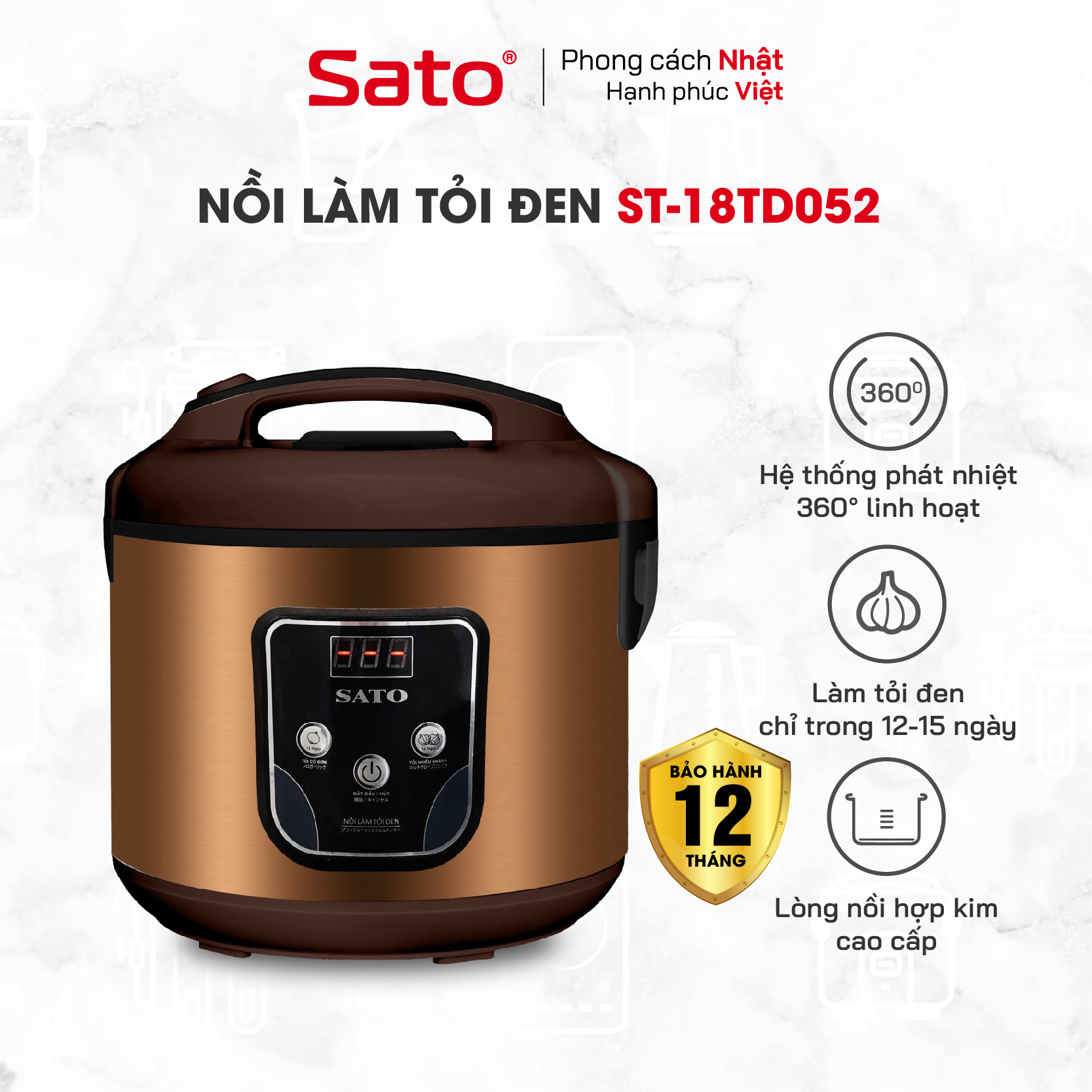 Nồi làm tỏi đen 1.5L Sato 18TD052