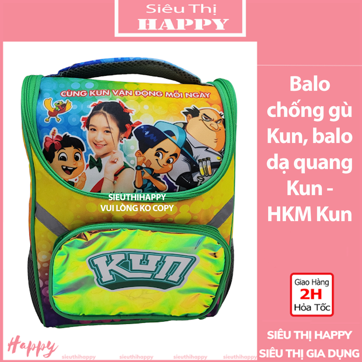 Balo chống gù Kun, balo dạ quang Kun - HKM Kun.