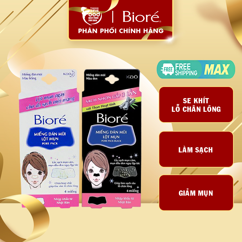 Bioré Miếng Dán Mũi Lột Mụn [Hộp 4 Miếng]