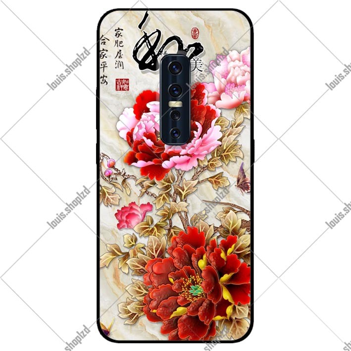 Ốp lưng dành cho vivo v17 pro mẫu mẫu đơn đỏ hồng