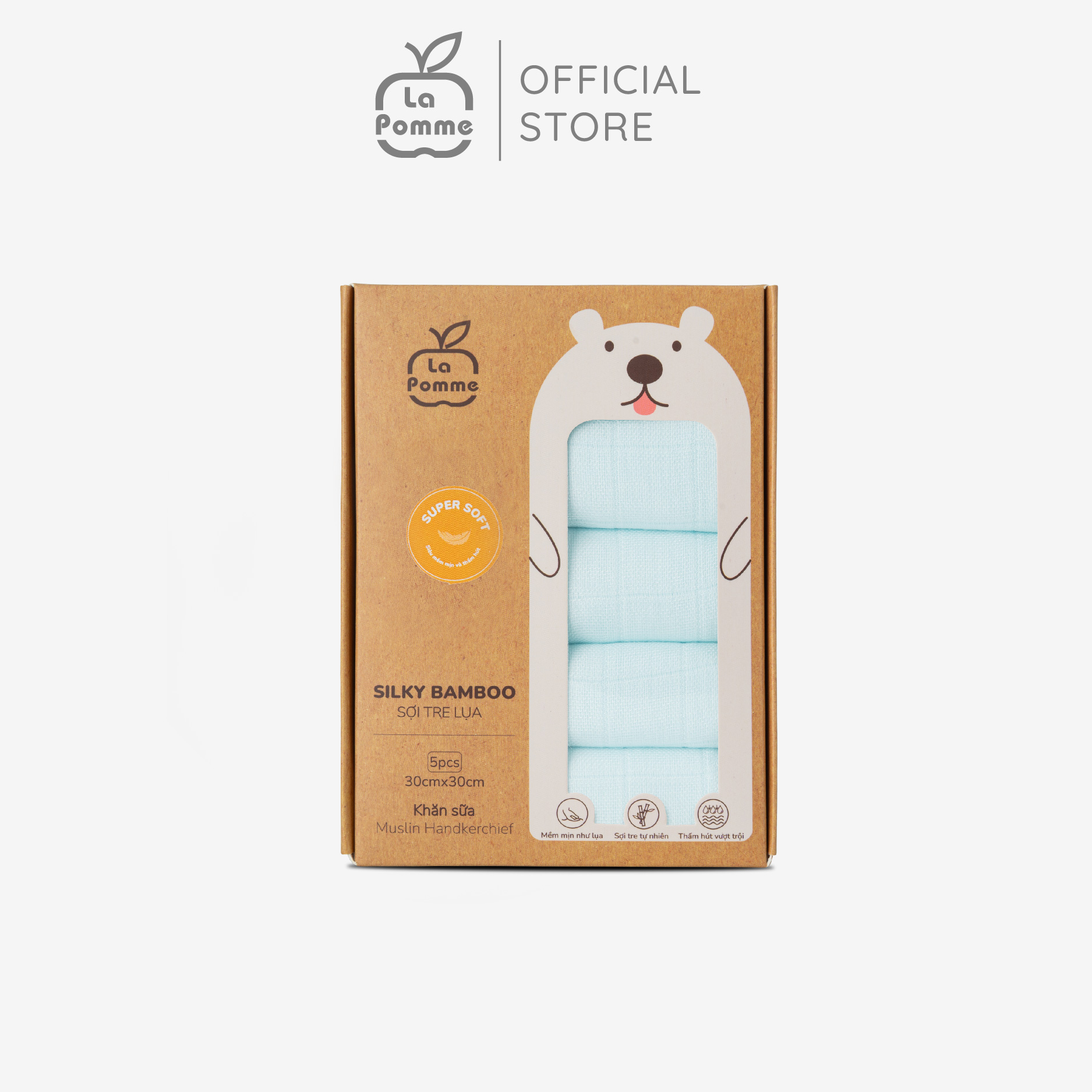 K001 Set 5 Khăn sữa sợi tre lụa (30x30) La pomme