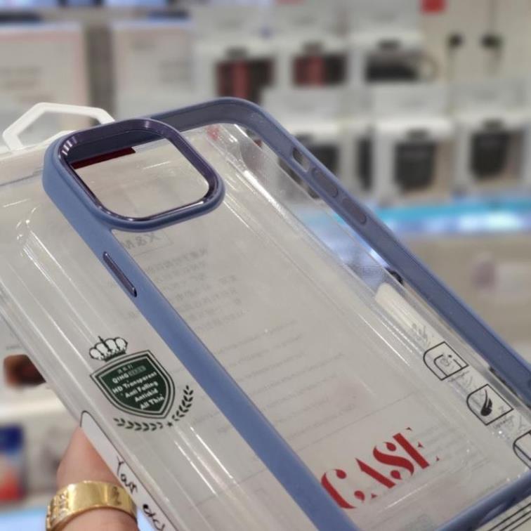 Ốp lưng trong kính X&M viền màu cho iPhone 13, 13 Pro, 13 Pro Max, 12 Pro Mã vành camera nhôm siêu đẹp màu kẹo ngọt