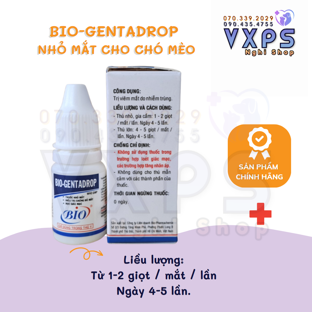 [GIẢM ĐẾN 20% Ở XU] Thuốc nhỏ mắt cho chó mèo - Bio Gentadrop 10ml
