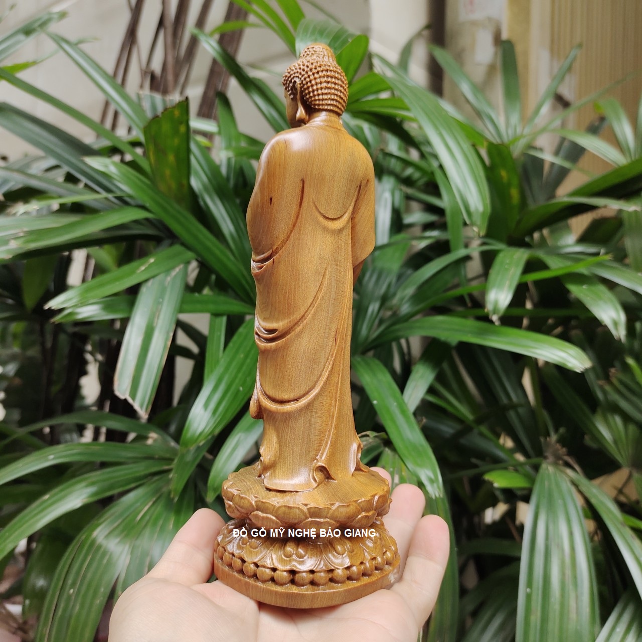 Tượng phật A Di Đà gỗ bách xanh cao 20 cm