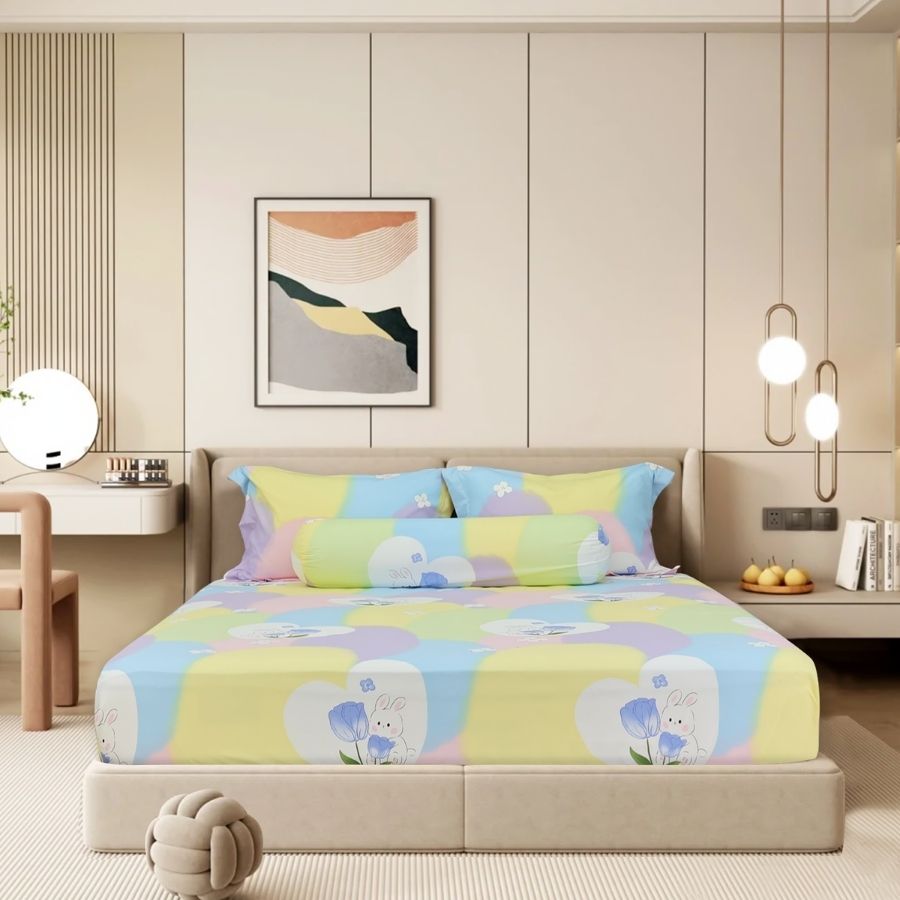 Bộ ga giường, áo gối Stefani ST200046 - Bộ drap cotton 1m2, 1m4, 1m6, 1m8 x dài 2m (Không kèm mền)