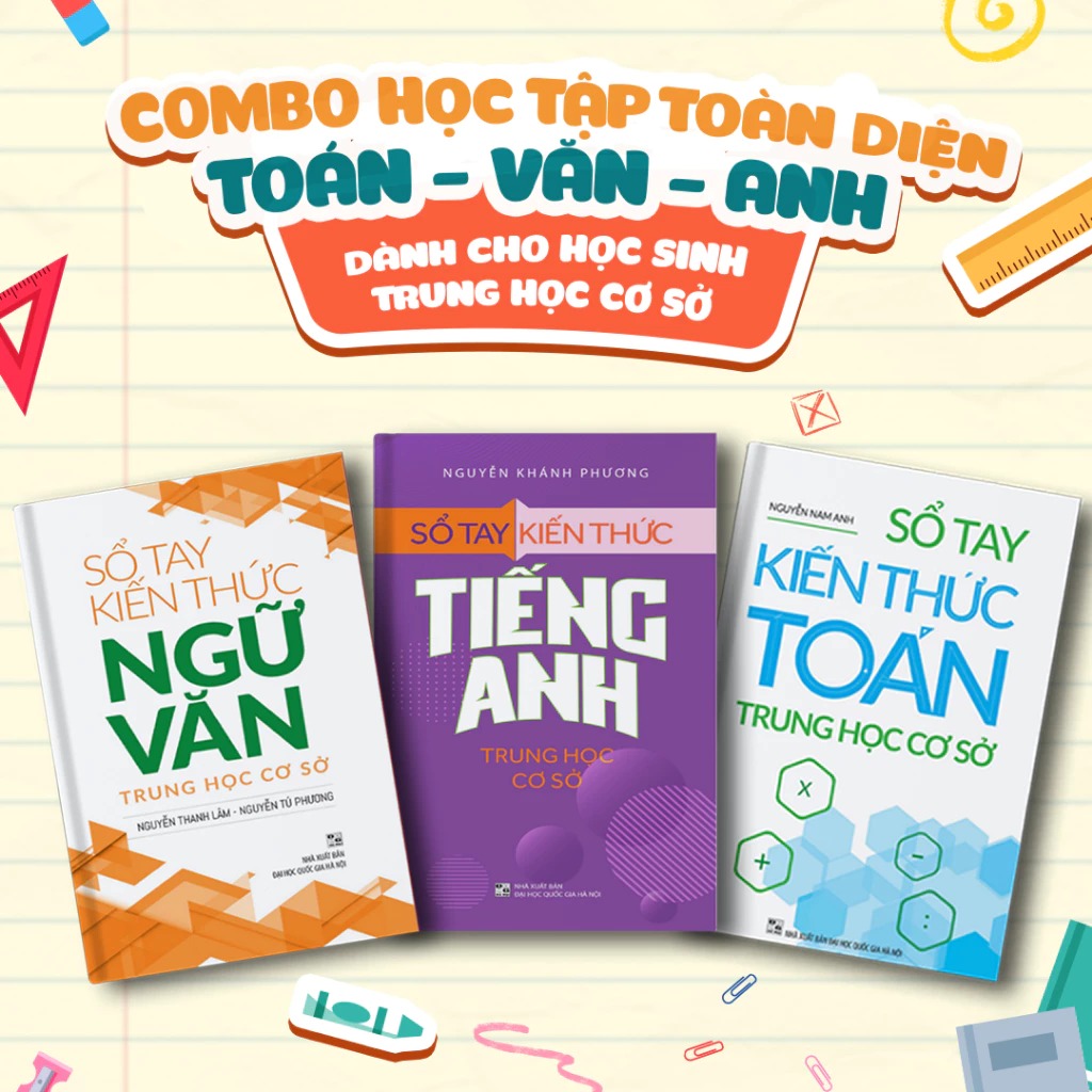 Combo Sổ Tay Kiến Thức Toán + Ngữ Văn + Tiếng Anh Trung Học Cơ Sở