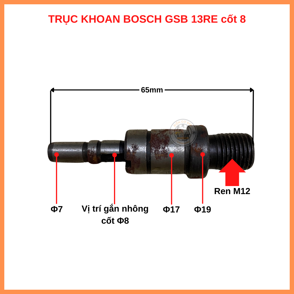 (Spindle) Trục - Cốt khoan BOSCH GSB 13RE cho máy Trung Quốc và máy xịn