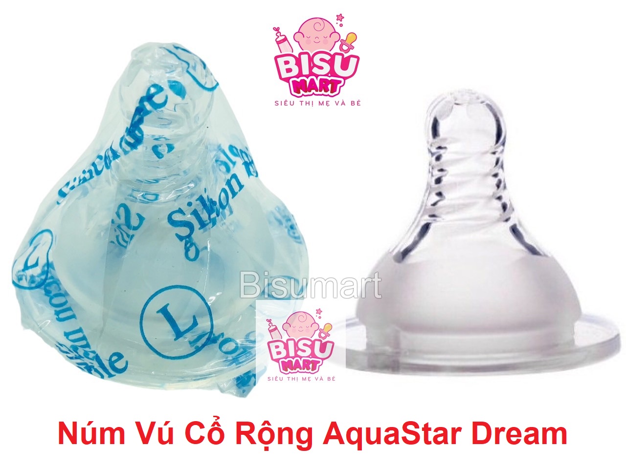 Núm vú silicon siêu mềm cổ rộng Kichilachi Size S, M, L, Y