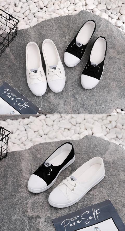 Giày lười vải cotton đế cao su 2p