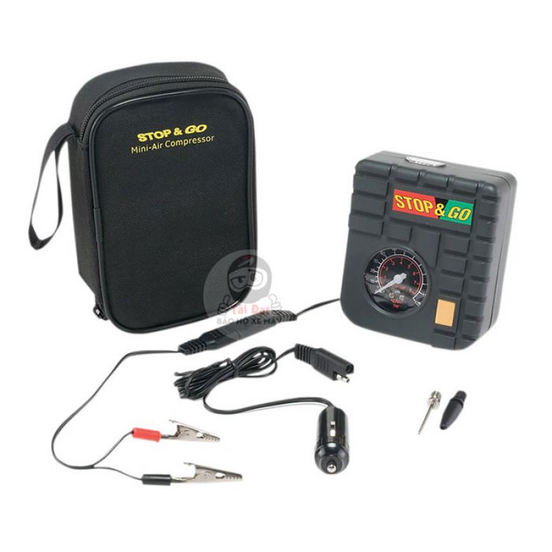 Bộ bơm xe mini cho xe máy, mô tô - bơm điện stop & go nối ắc quy