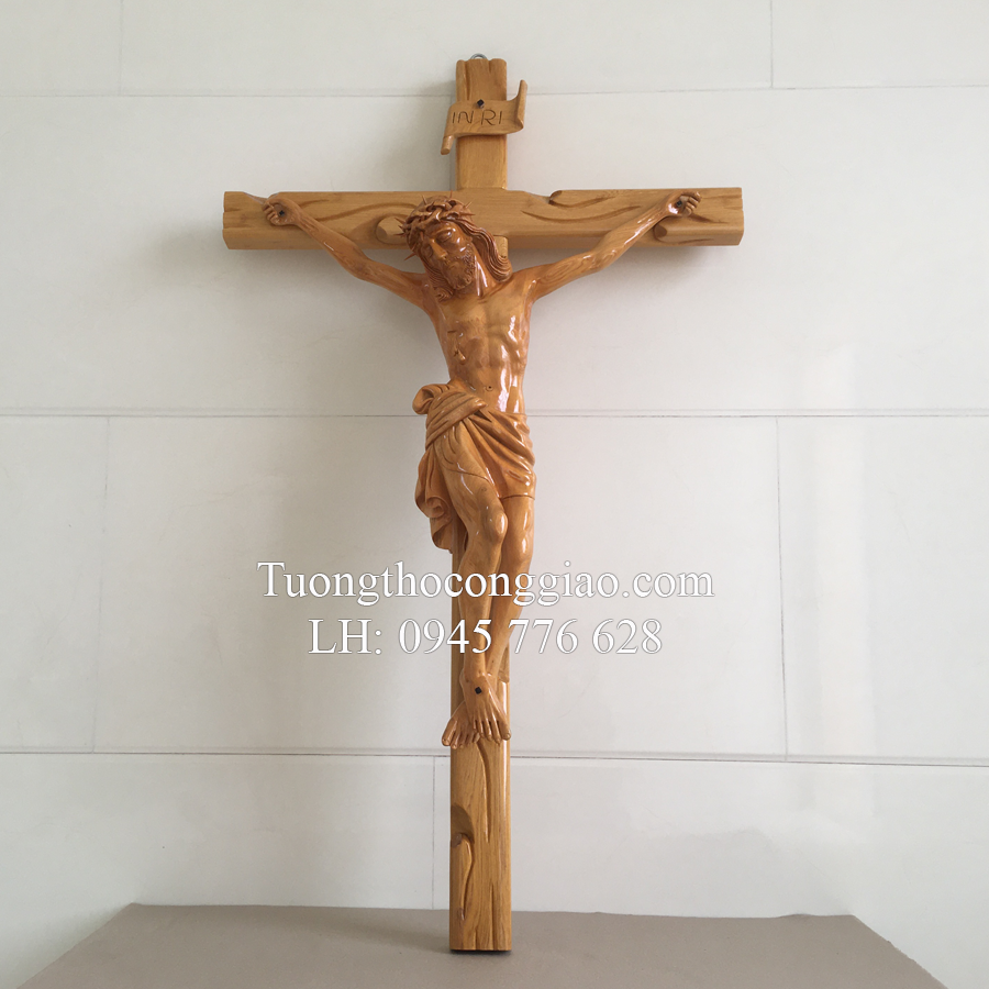 Tượng Chúa Chịu Nạn 60cm (Thánh Giá 100x60cm) gỗ pơ mu