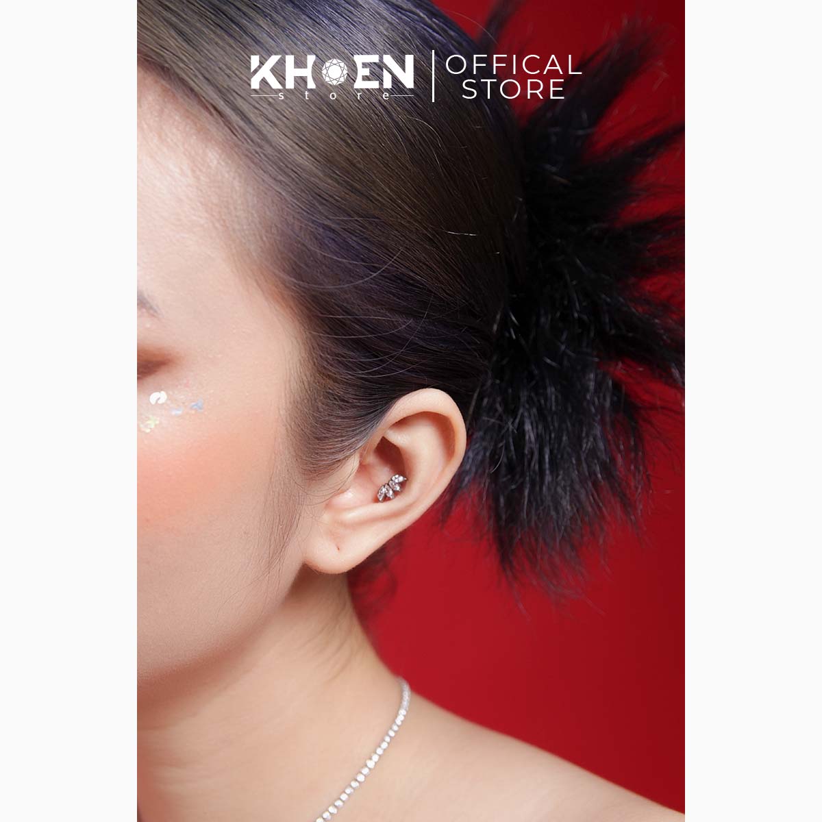 (1 Chiếc) Khuyên Đá 4 tia cánh - Titan - Khoen Store