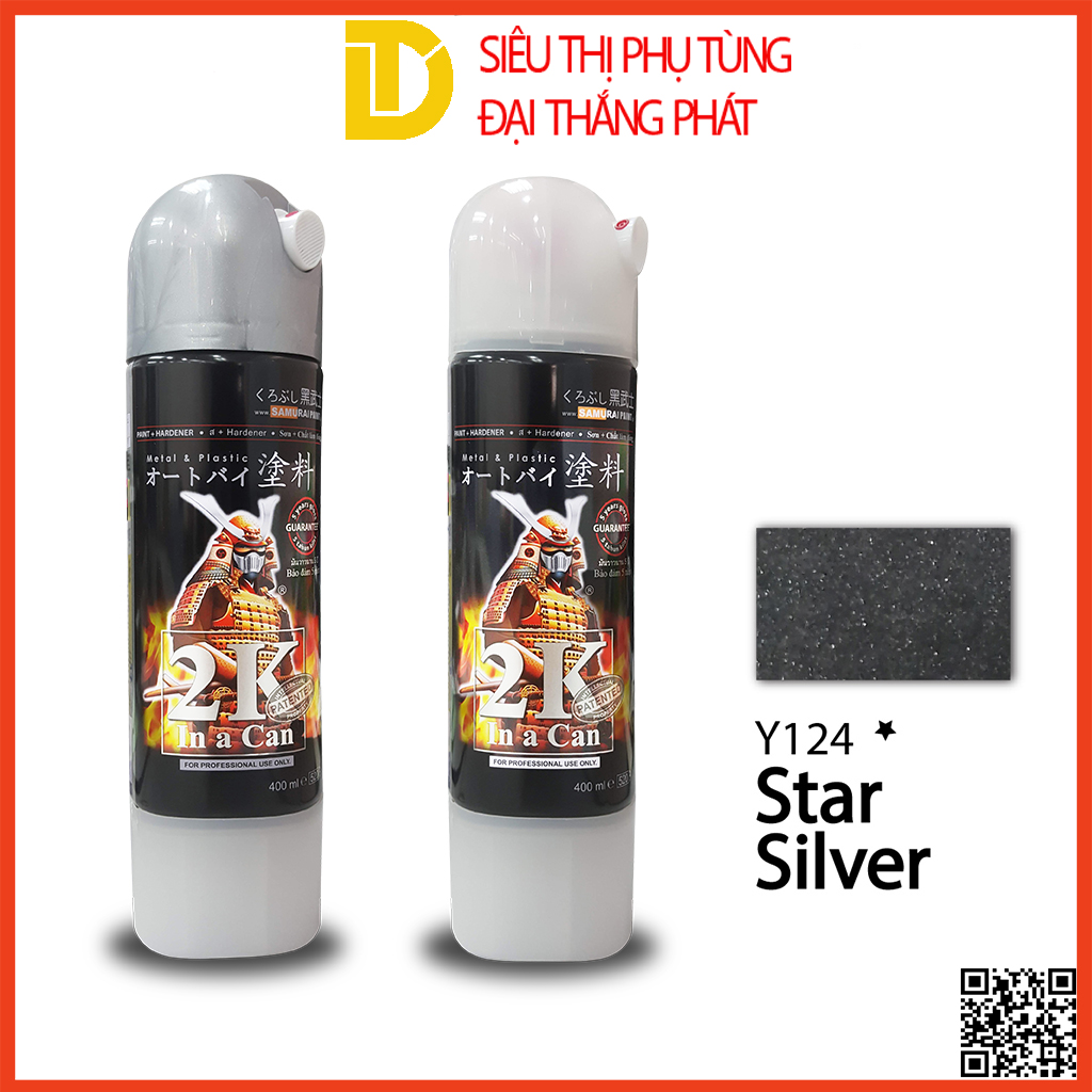 Sơn Samurai sơn xịt xe máy đủ loại màu Y124* BẠC LẤP LÁNH