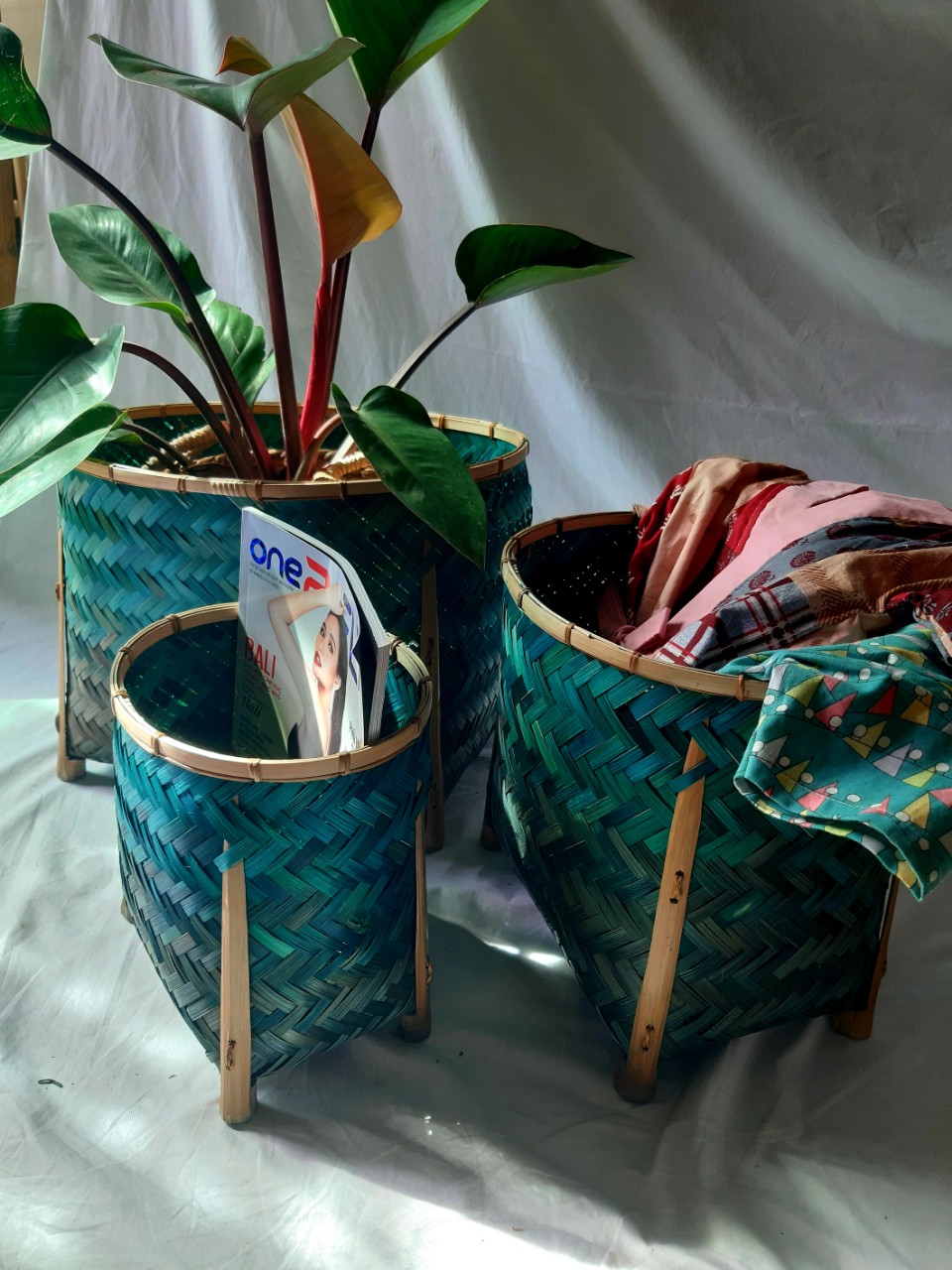 Sọt Tre Đa Năng Màu Xanh Dương Có Đế  Đựng Đồ Chơi, Các loại - Size L rộng 40cm*32cm, sâu 30cm  - Size M rộng 30cm*25cm, sâu 28cm  - Size S rộng 22cm*18cm, sâu 24cm Dùng Để Đựng Đồ Chơi, Đồ Bẩn