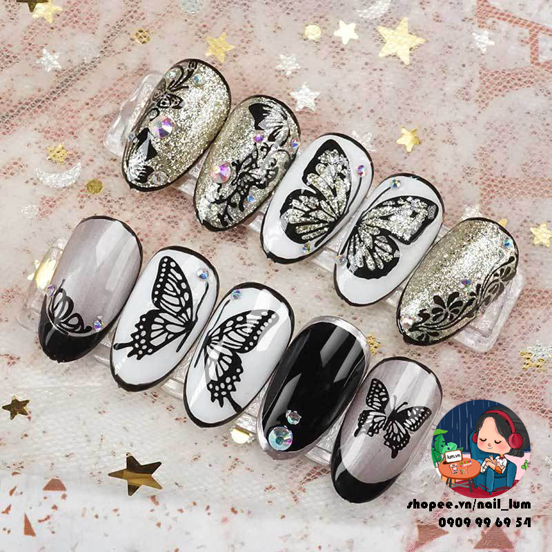 [Video Thực Tế] Nail Sticker - Dán Móng Tay - Bộ Sưu Tập Cánh Bướm