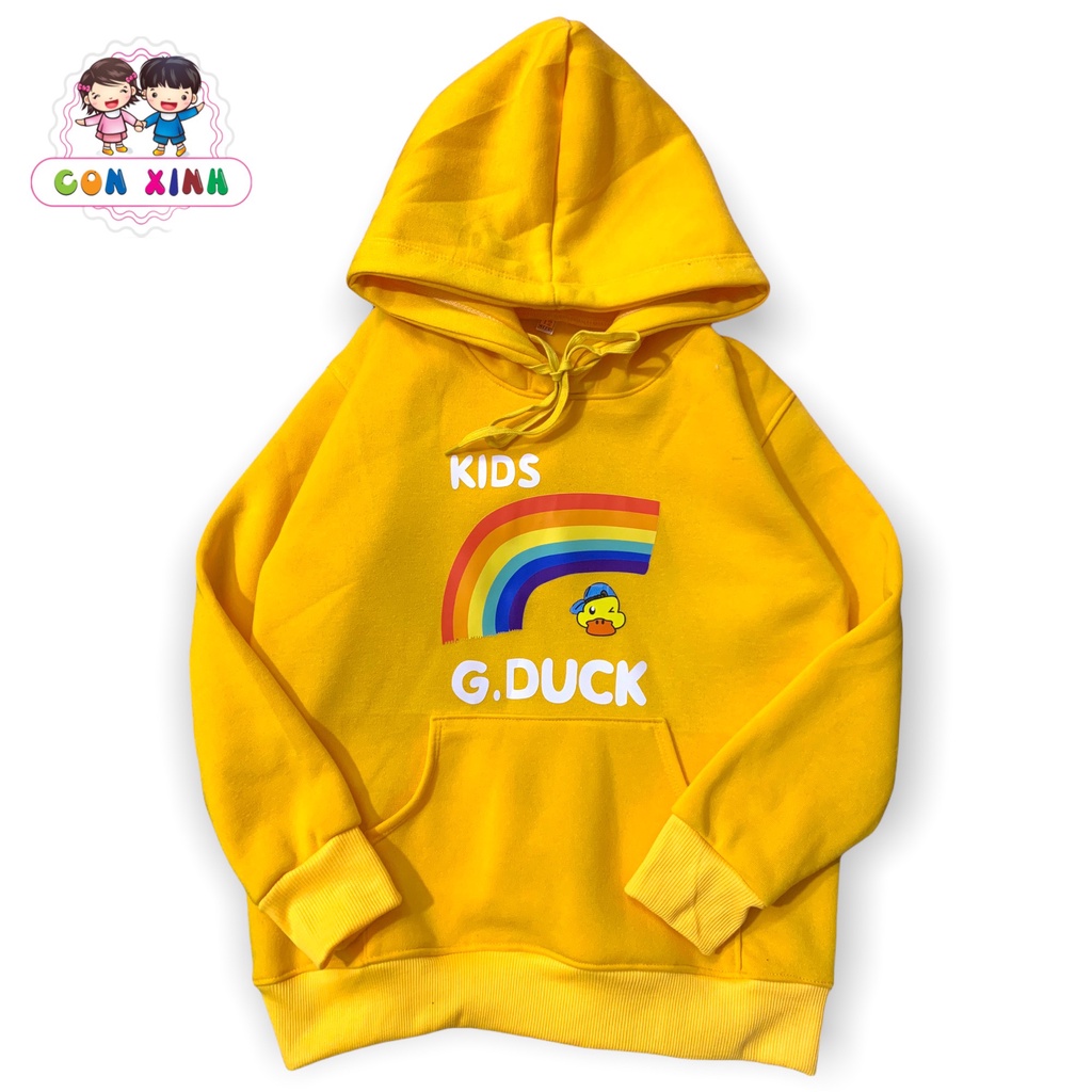 Áo hoodie unisex CON XINH form rộng nỉ nam nữ GDUCK KIDS CẦU VỒNG,thời trang thu đông cho trẻ em từ 4 đến 8 tuổi