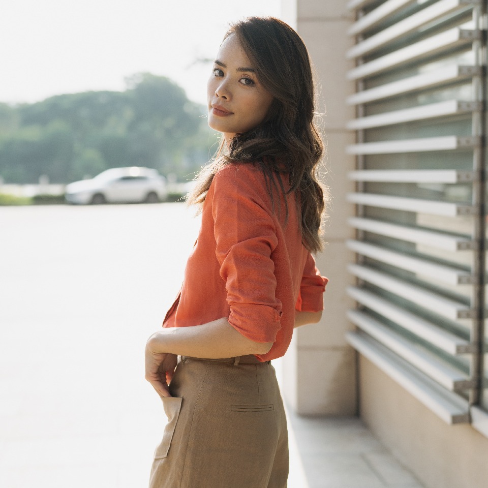 Áo sơ mi Nữ Linen Cam F2 SMW360