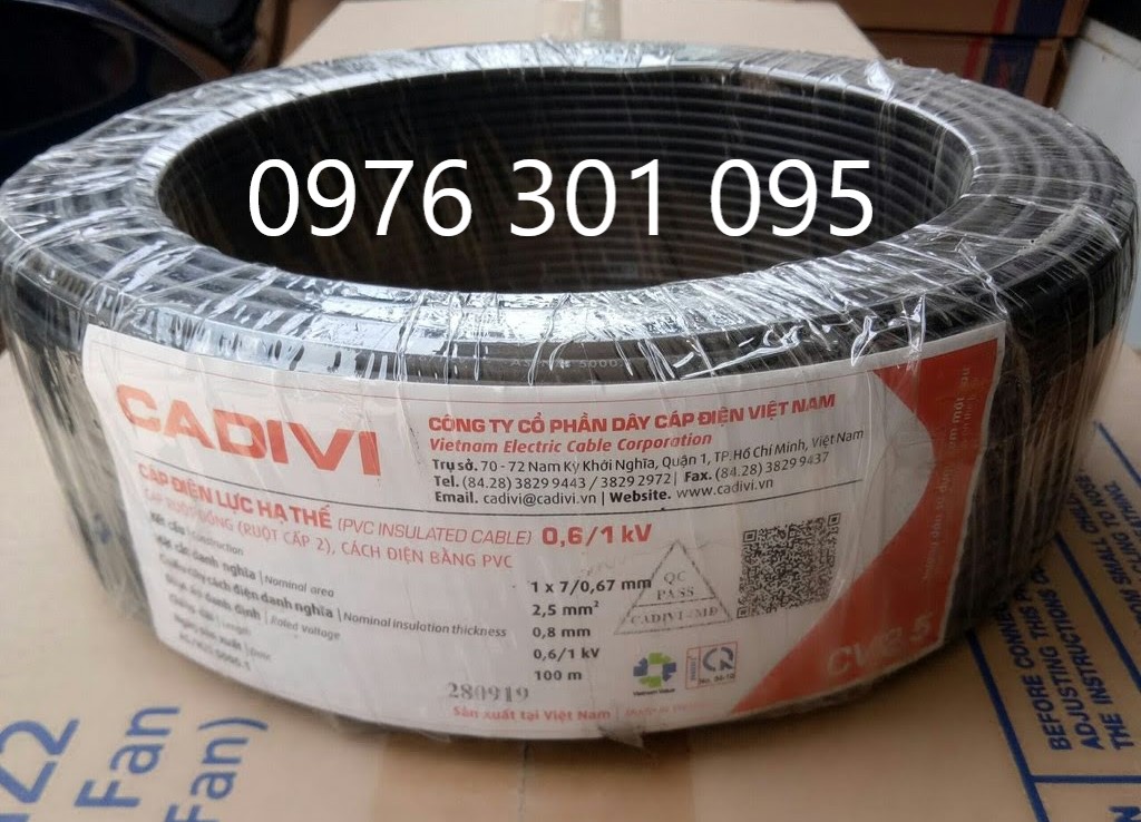 [CADIVI] DÂY ĐIỆN ĐƠN 2.5 - Cuộn 100m - Đèn Led Phương Nam