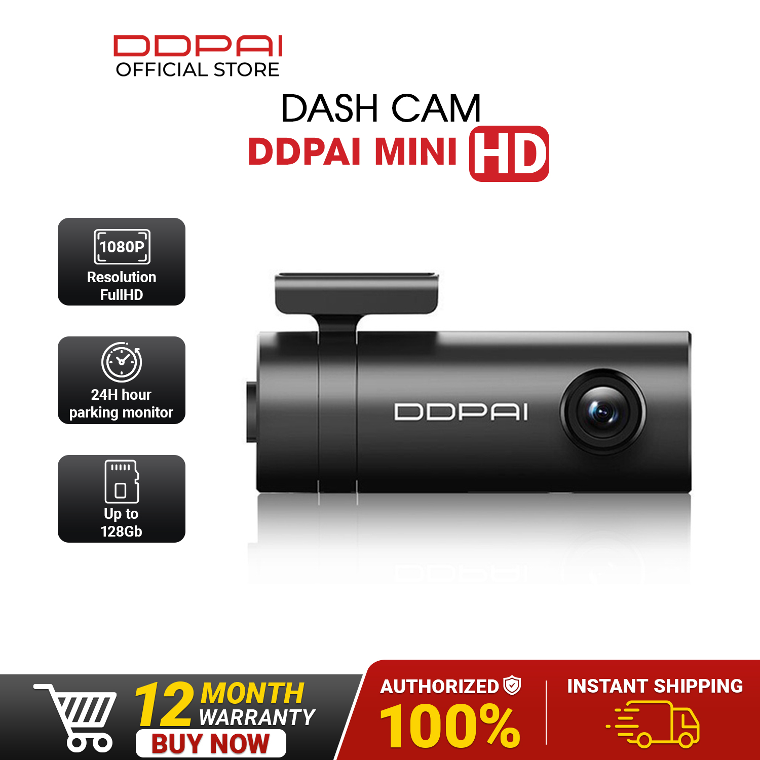 DDPAI Dashcam mini 1080P ,camera hành trình ô tô