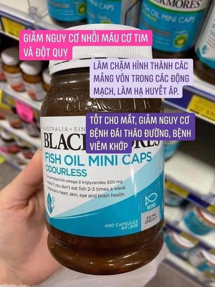 Dầu cá Blackmores Omega Mini Double Concentrate 400 viên Úc