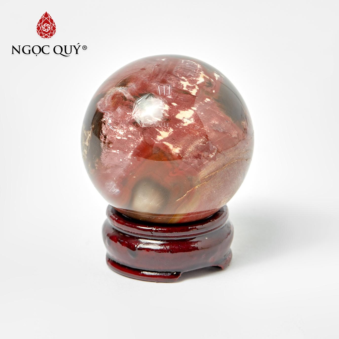 [HCM]Quả cầu phong thủy gỗ hóa thạch mệnh mộc hỏa - Ngọc Qúy Gemstones