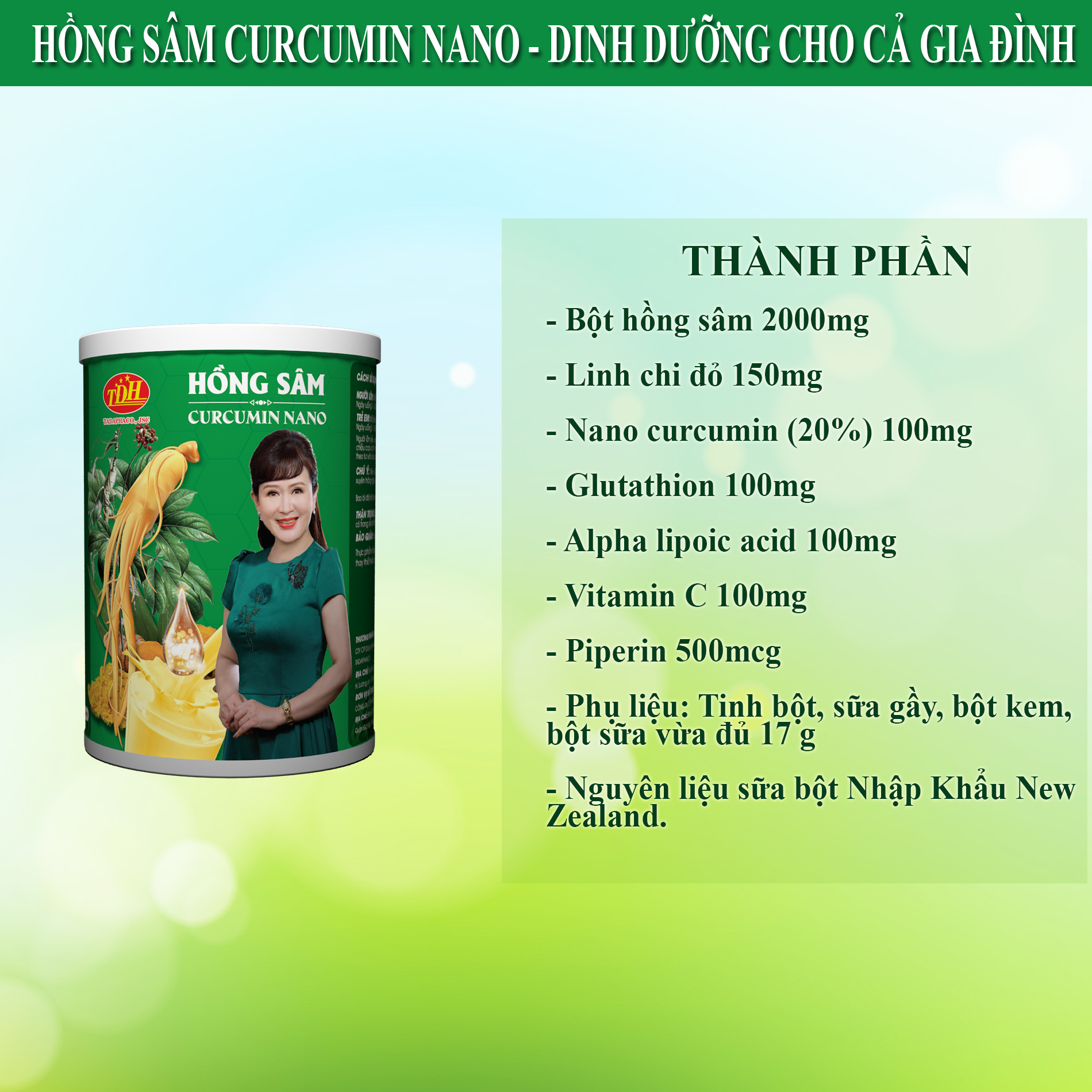 5 Hộp Hồng Sâm Curcumin Nano 900g