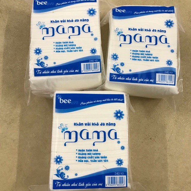 combo 3 gói khăn vải đa năng mama (240 chiếc/túi)
