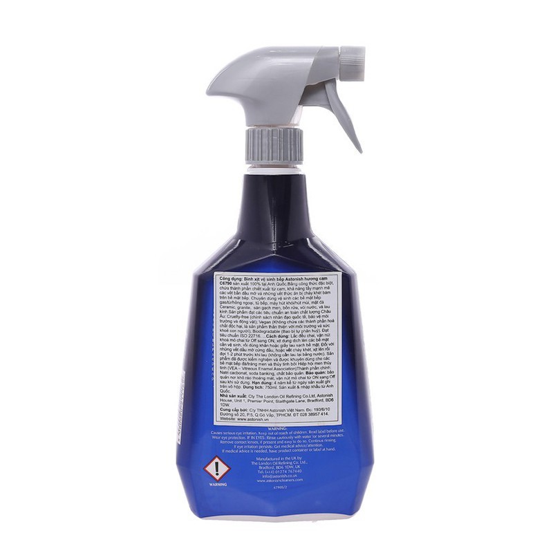 [HCM]Bình Xịt Tẩy Dầu Mỡ Cháy Khét Đa Năng ASTONISH C6750 750ml