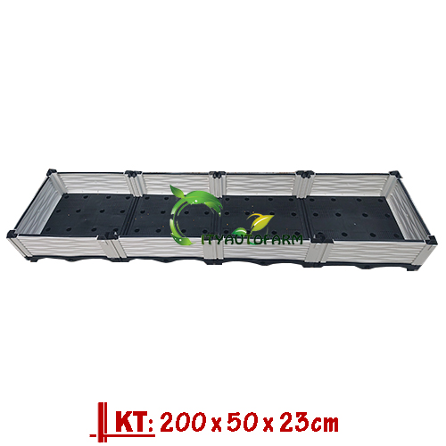 Chậu nhựa lắp ghép thông minh [KT200x50x23cm], Chậu nhựa trồng cây, Chậu nhựa trồng rau, Chậu nhựa trồng hoa, chậu nhựa kích thước lớn, dễ dàng lắp đặt, thay đổi kích thước phù hợp. - Hàng Việt Nam chất lượng cao.
