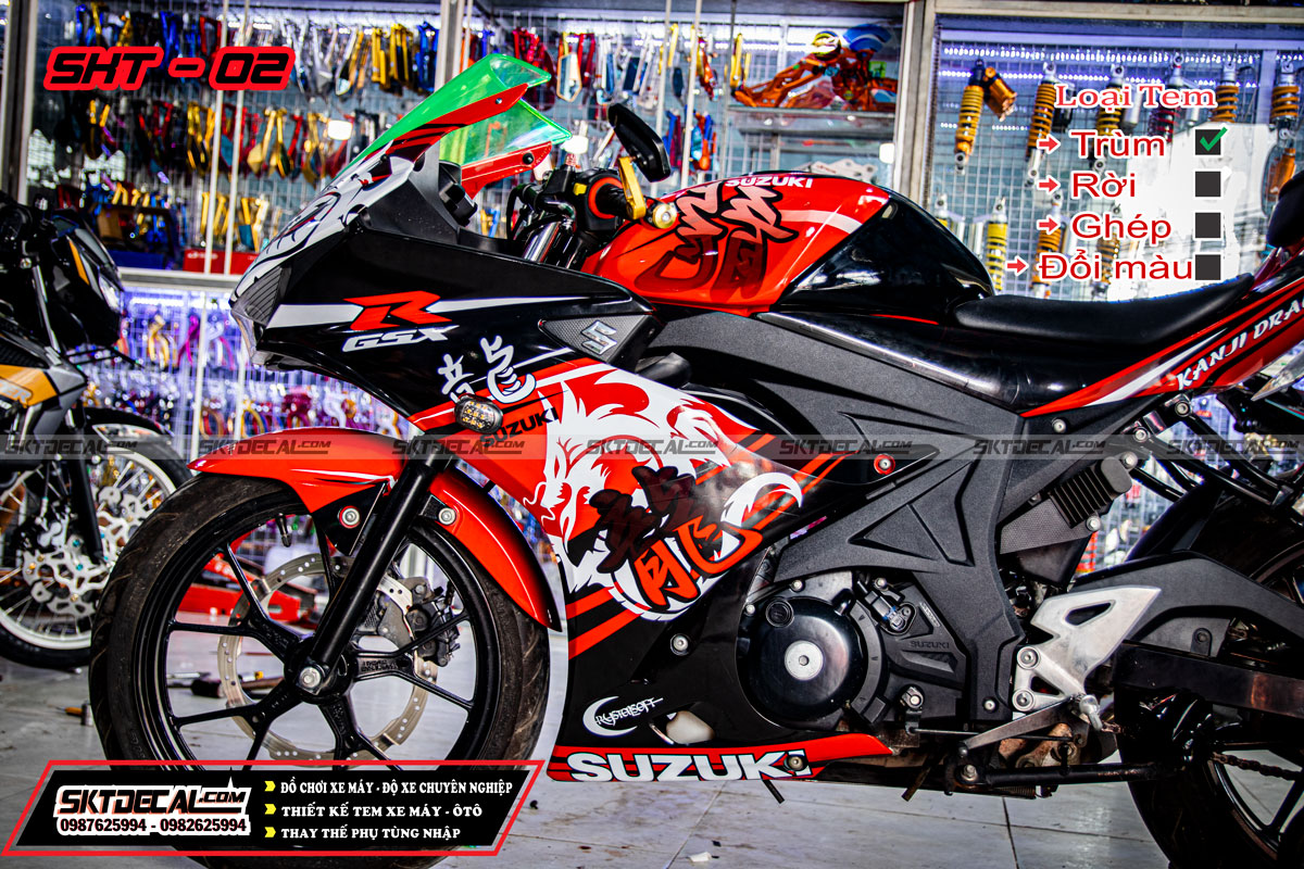 tem trùm xe cbr đỏ đen rồng