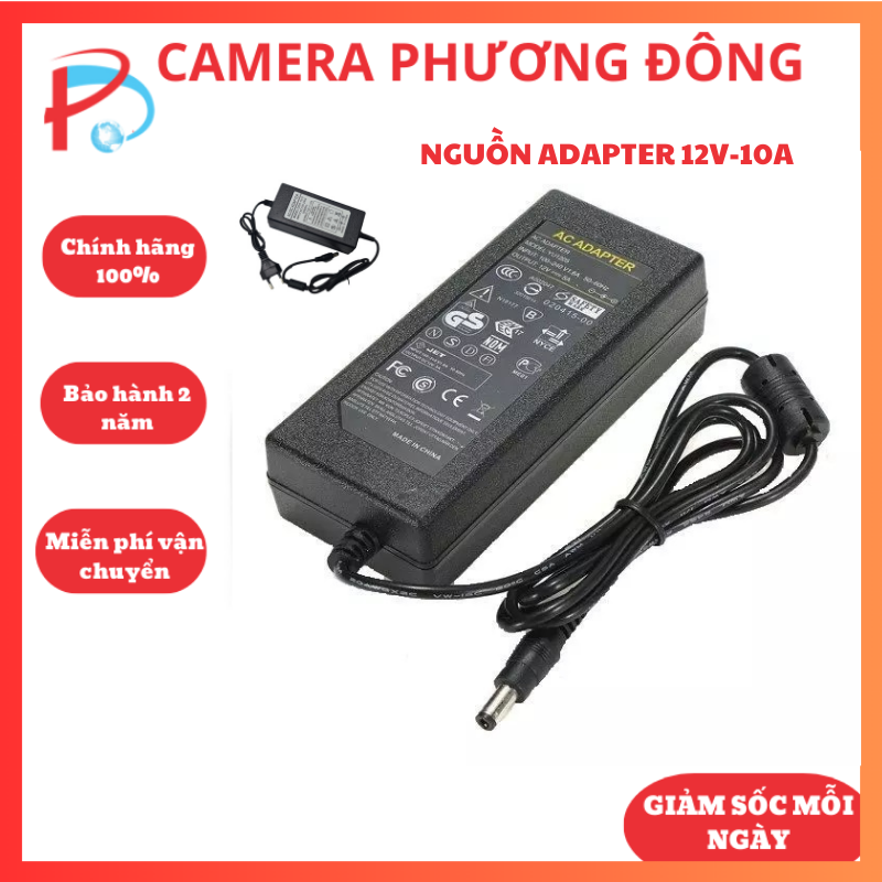 Nguồn adapter 12v-10a dùng cho camera, đầu ghi hình camera và đèn led