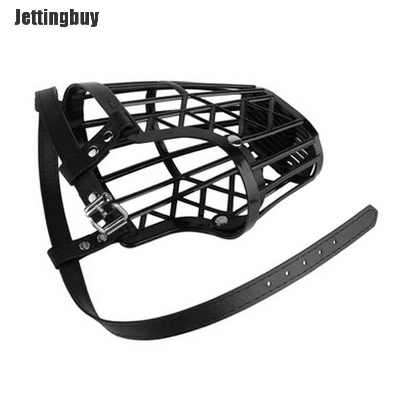 Jettingbuy Rọ mõm chó màu đen bằng lưới nhựa mềm dây đeo có thể điều chỉnh
