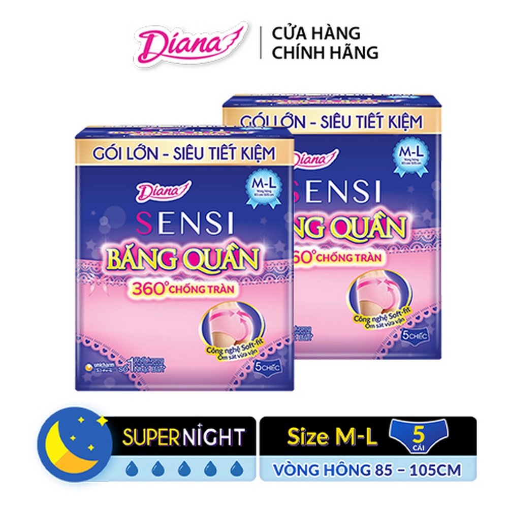 Combo 2 Diana Sensi Băng quần size M-L 5 miếng gói