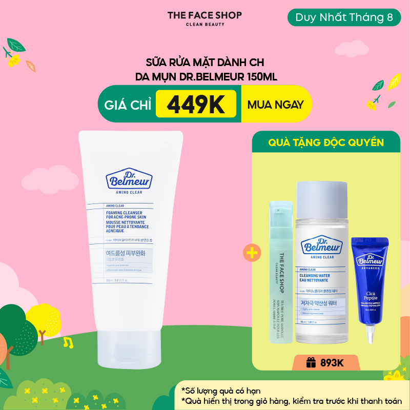 Sữa Rửa Mặt Dành Cho Da Mụn Dr.Belmeur Amino Clear Foaming Cleanser For Acne-P 150ml