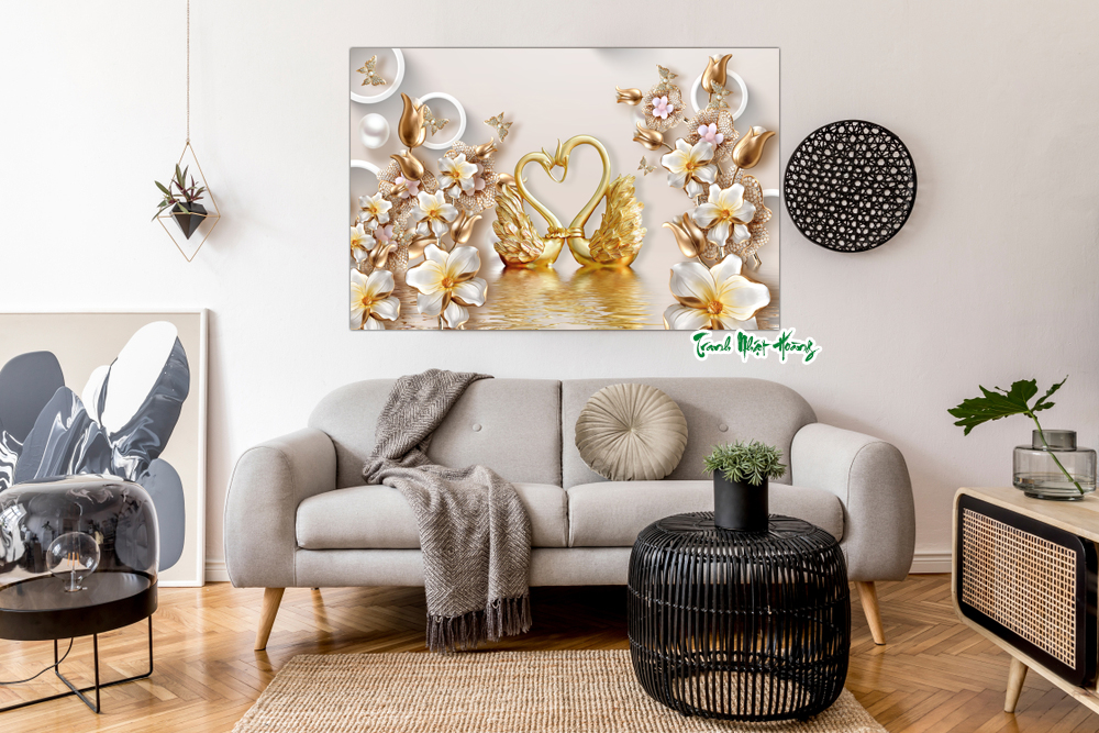 Tranh 3D dán tường mẫu Hoa trang trí nhà