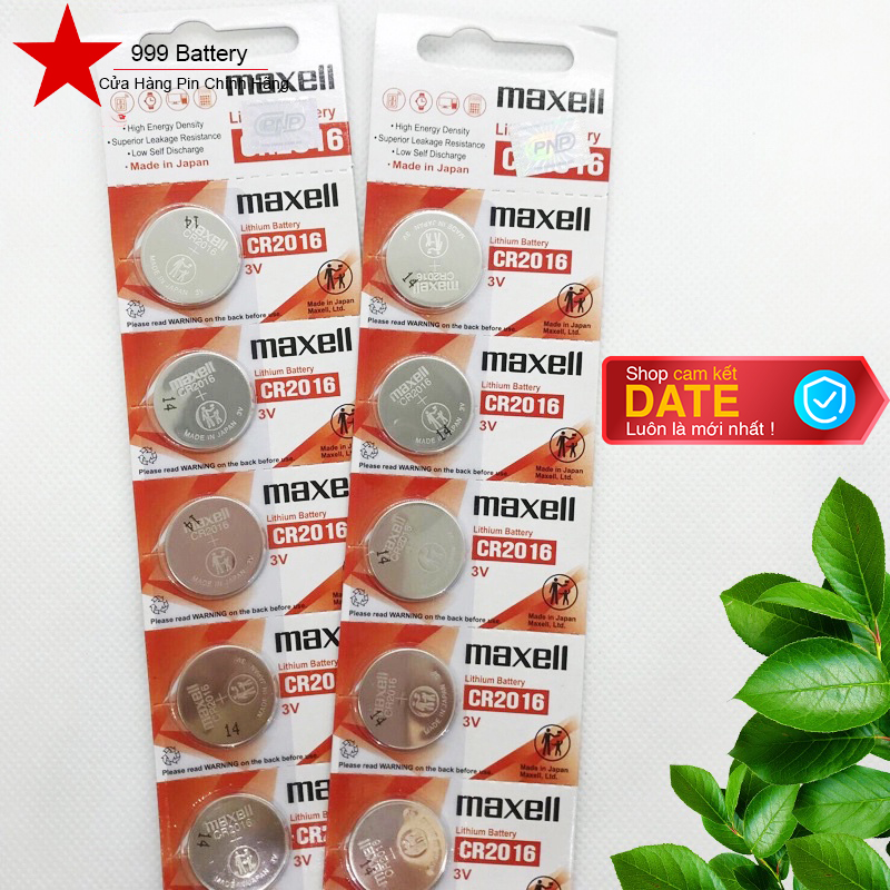 Vỉ 5 viên pin 2016 Maxell Chuẩn Nhật Bản dùng để thay điều khiển các loại - Pin 3v Lithium - CR2016