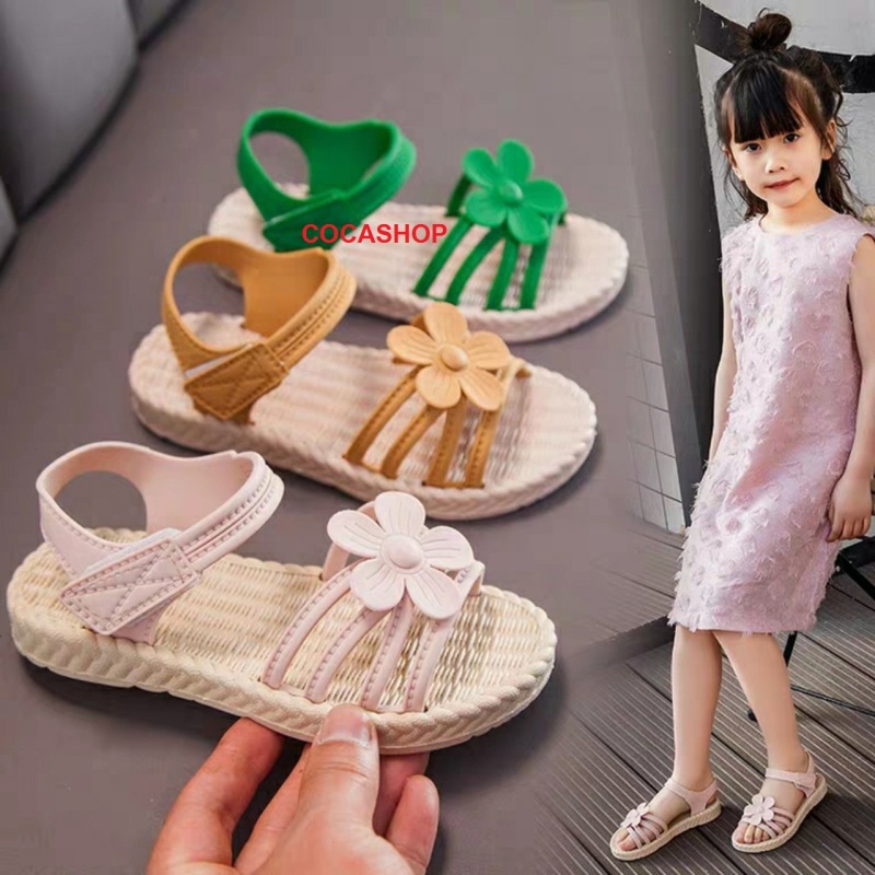 [HCM]Sandal cho bé gái giày quai dán đính hoa cho bé gái siêu xinh