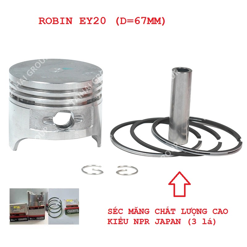 Pit tông bạc séc măng máy Robin EY15 EY20