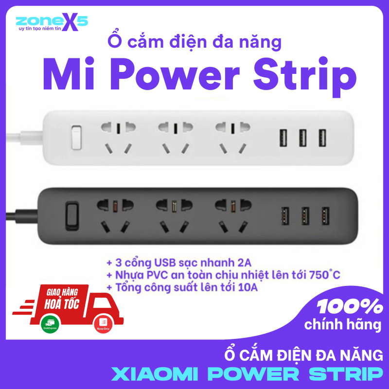 [CHÍNH HÃNG] Ổ cắm điện Xiaomi Mi Power Strip - Ổ điện Xiaomi 3 cổng USB sạc nhanh 2A giá rẻ