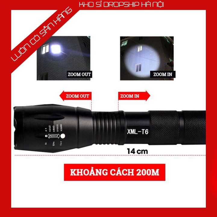 Đèn pin siêu sáng bóng led xml t6  bin mini cầm tay