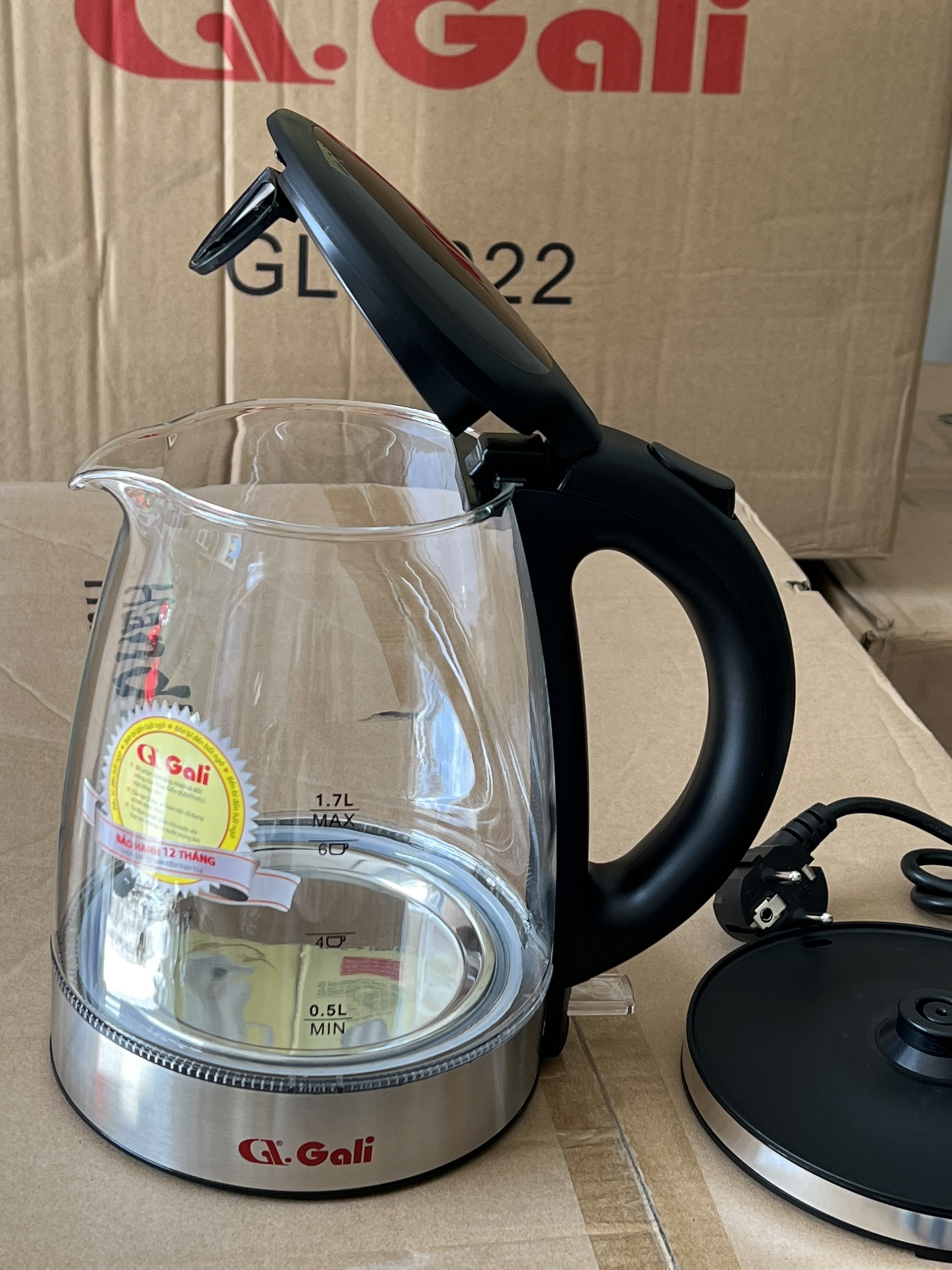 Bình (Ấm) đun siêu tốc GALI GL-0017T THỦY TINH 1850W 1.7L
