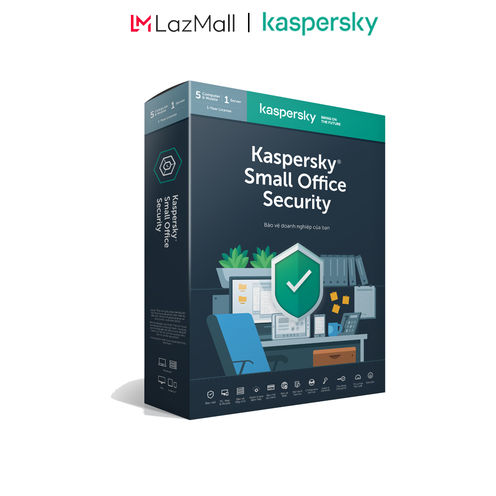 BOX Phần mềm diệt virus Kaspersky Small Office Security 5 PCs + 5 Mobile + 1 File Server KSOS5U Cho doanh nghiệp nhỏ