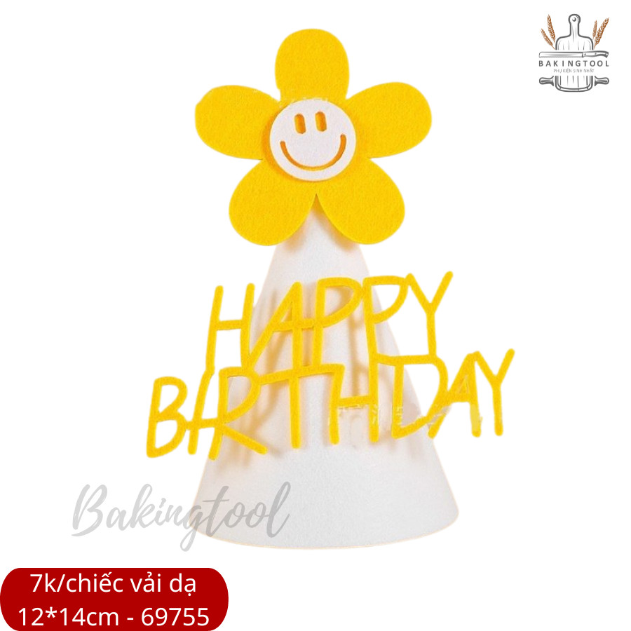 MŨ VẢI SINH NHẬT PHONG CÁCH HÀN QUỐC (12*14cm)