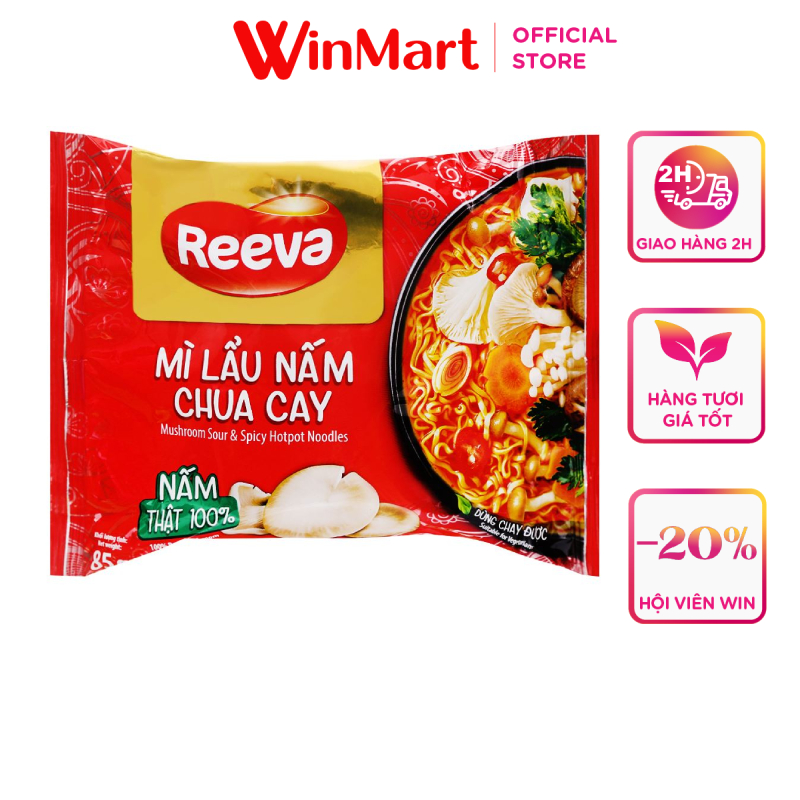 -Mì lẩu nấm chua cay Reeva gói 85g