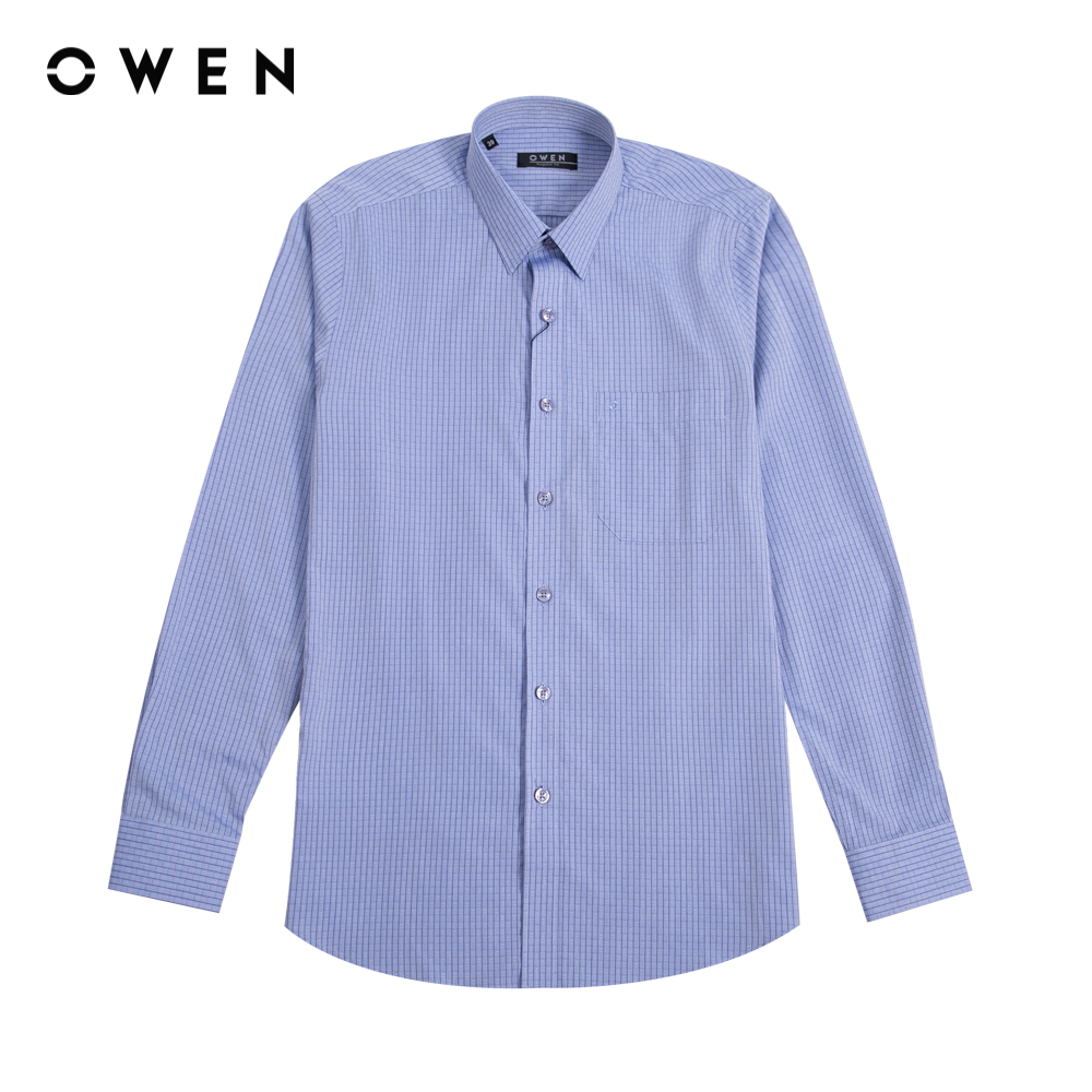 Owen - áo sơ mi dài tay regular fit ar221337dt màu xanh chất liệu nano