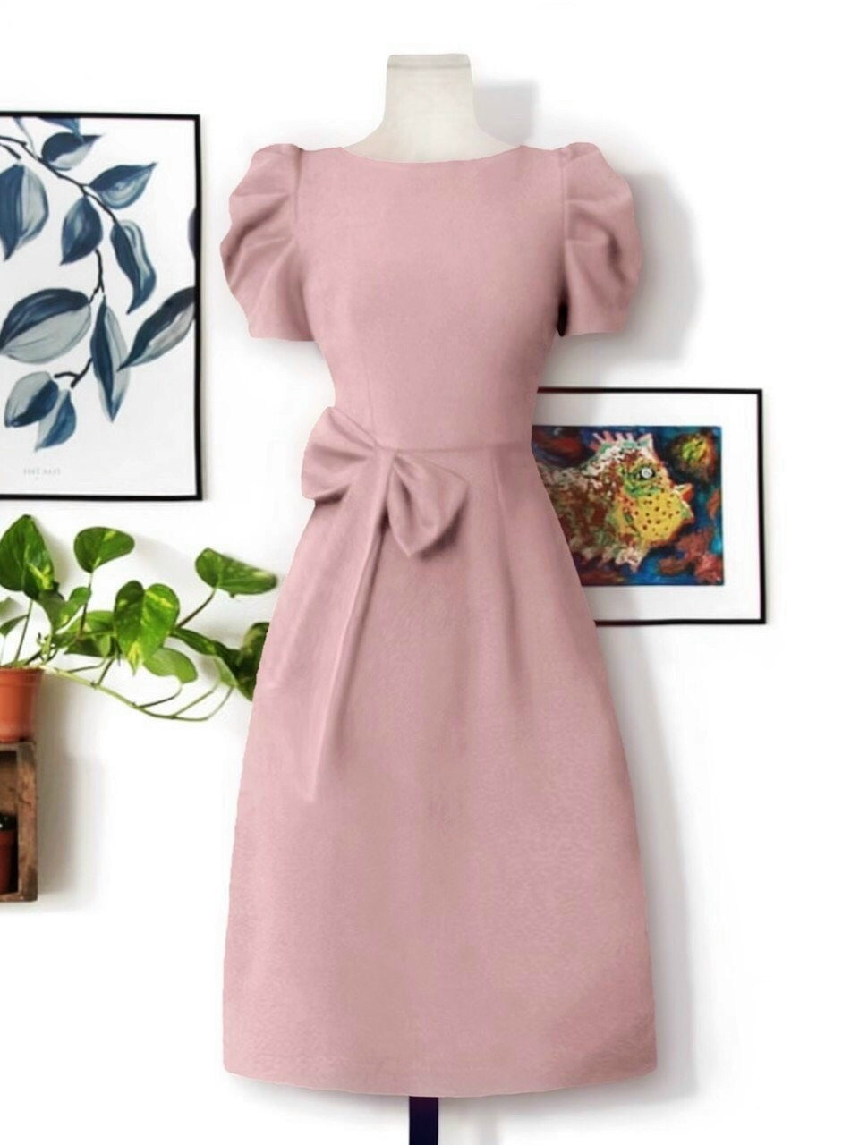 SALE đầm xòe đính nơ eo fullsize, mặc đẹp