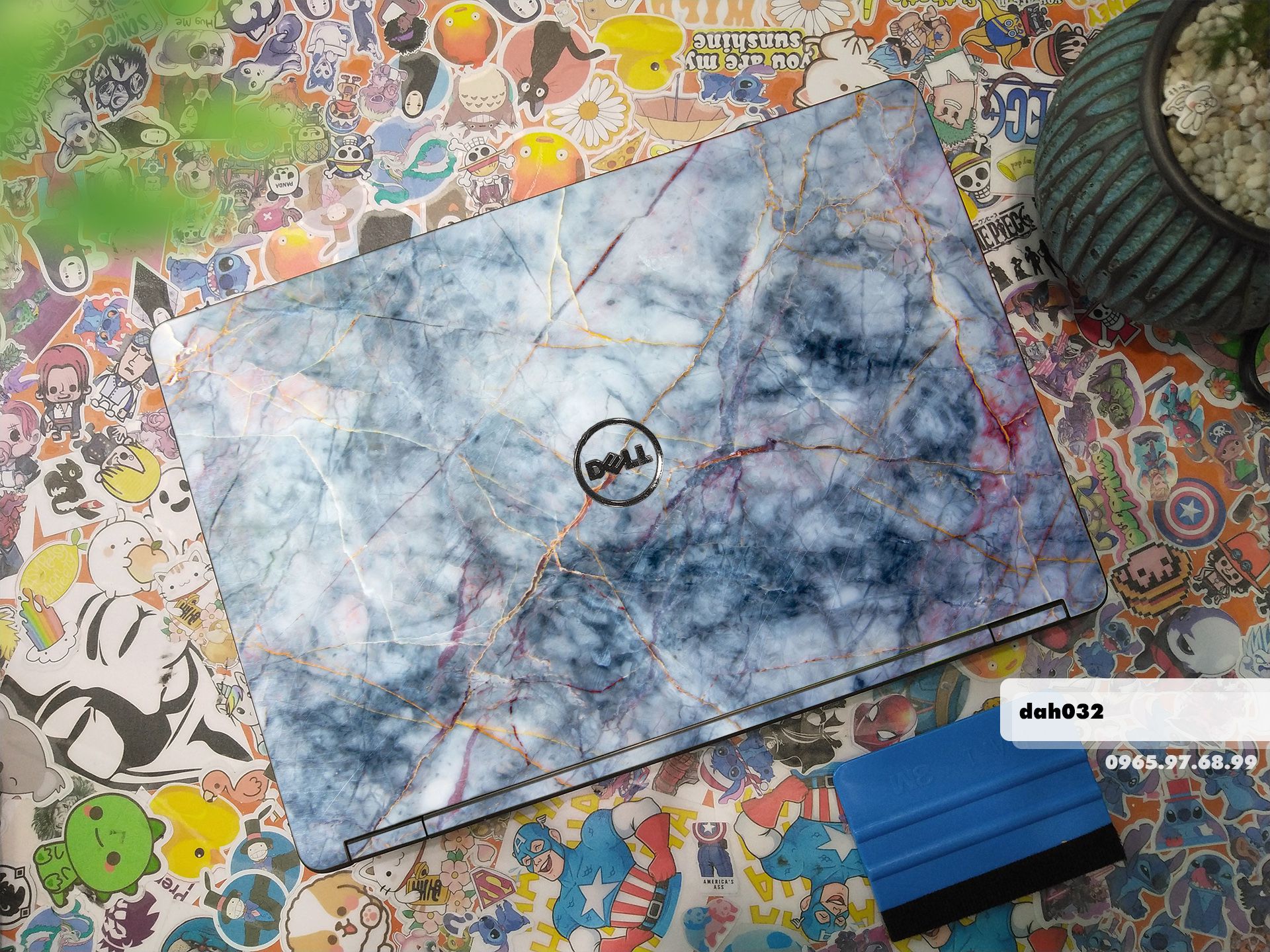 Decal Skin dán Laptop Dell mẫu vân đá (inbox mã máy cho shop)